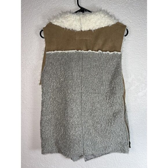 SATURDAY Sunday Anthropologie Women's Sherpa Faux Suede Moto Vest Size Small R - Picture 4 of 7